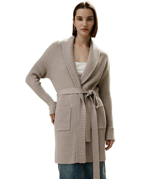 Women's Merino Wool Shawl Collar Cardigan for Women