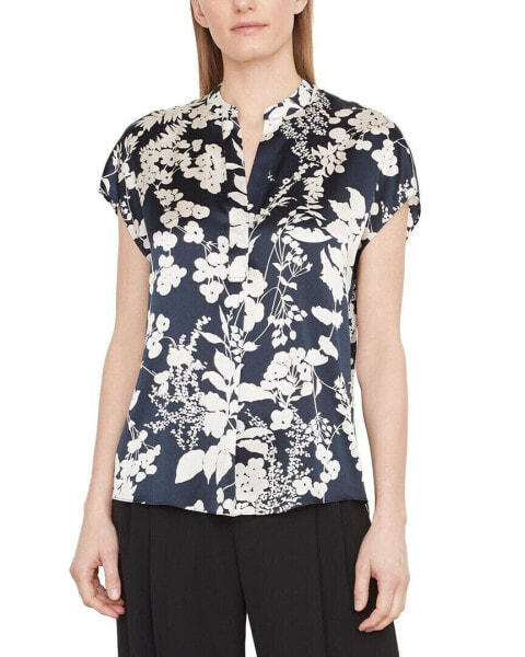 Vince Arboretum Band Collar Silk Top Women's Xs