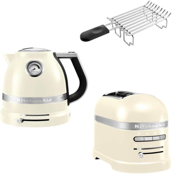 Кофемолка KitchenAid Artisan Breakfast Set Including Kettle 5KEK1522, 2 Slices Toaster 5KMT2204 and Bun Attachment for a Perfect Start to the Day (Cream)