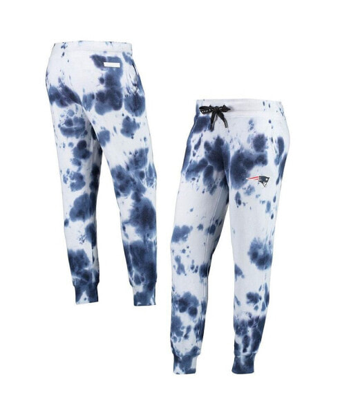 Women's White, Navy New England Patriots Melody Tie-Dye Jogger Pants