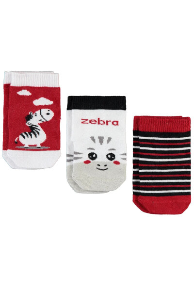 Erkek Bebek 3'lü Çorap Set 6-18 Ay Kırmızı