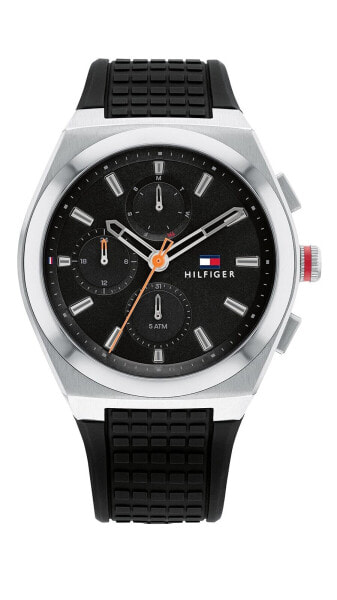 Tommy Hilfiger Men's Stainless Steel Quartz Watch with Silicone Strap Black 1...