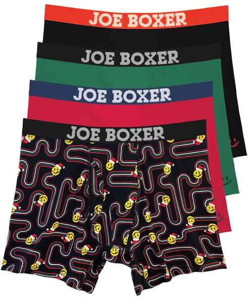 Men's Christmas Games Performance Boxer Briefs, Pack of 4