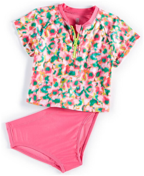 Toddler & Little Girls Blurred Floral Rash Guard 2-Pc. Swimwear Set, Created for Macy's