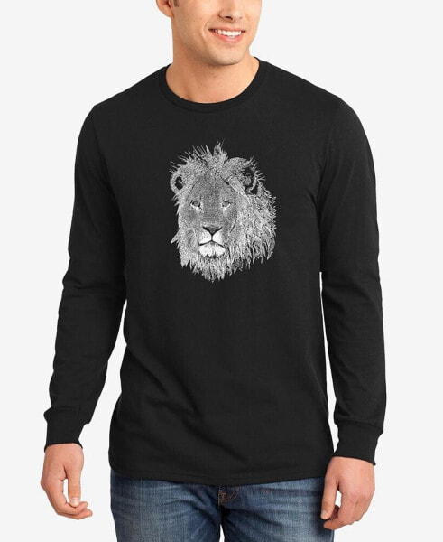Men's Word Art Long Sleeve Lion T-shirt
