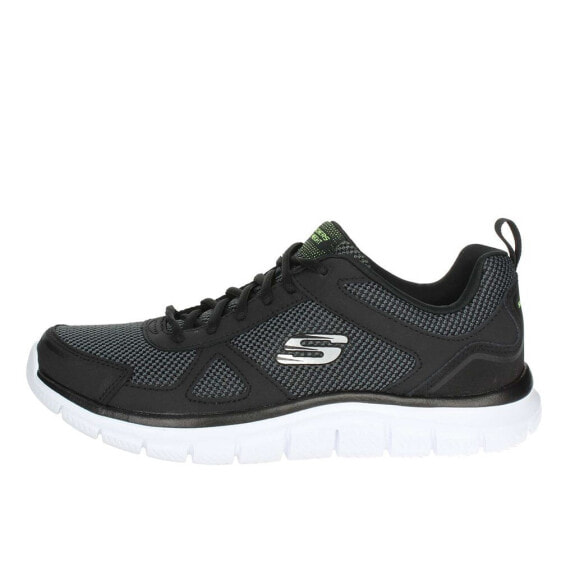 Мужские кроссовки спортивные для бега черные текстильные низкие  с белой подошвой Skechers Track Bucolo