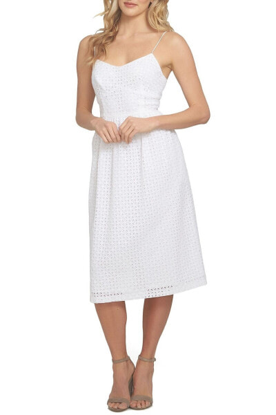 CeCe by Cynthia Steffe Aurora Eyelet Midi Dress Sz. 12 (White) 151099