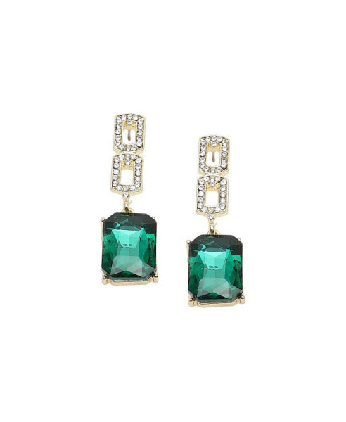 Women's Green Embellished Drop Earrings