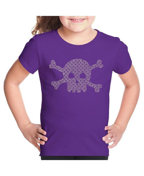 Big Girl's Word Art T-shirt - XOXO Skull