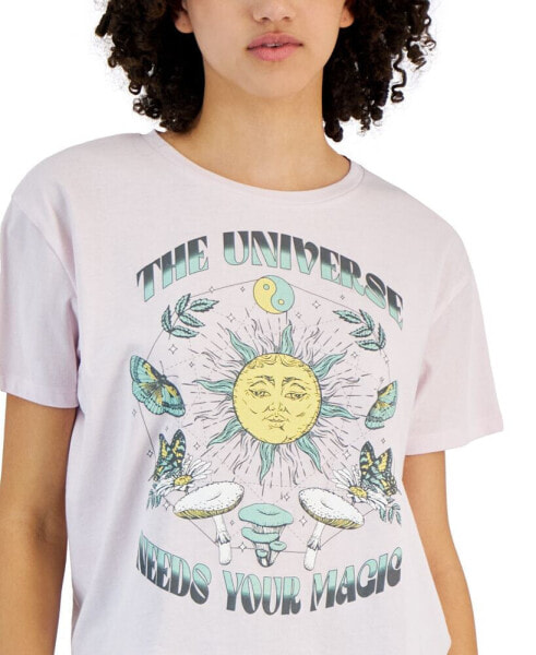 Juniors' Celestial Print Graphic T-Shirt