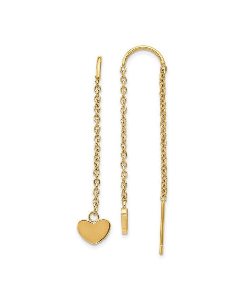 Stainless Steel Yellow plated Threader Heart Dangle Earrings