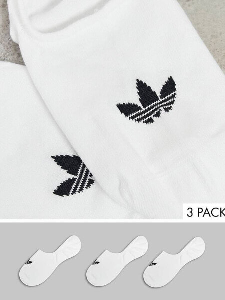 adidas Originals adicolor Trefoil 3 pack no show socks in white