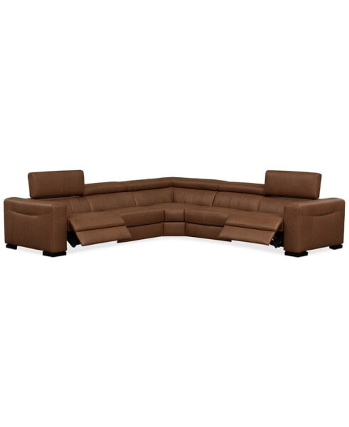 Rinan 125" 5-Pc. Leather Sectional with 2 Power Recliners, Created for Macy's