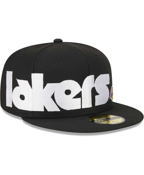 Men's Black Los Angeles Lakers Checkerboard UV 59FIFTY Fitted Hat