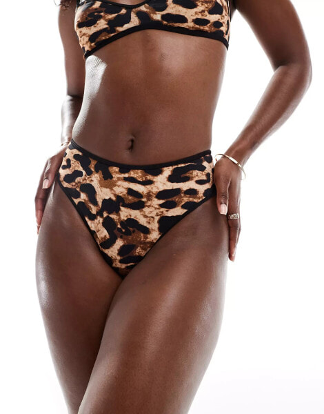 Free Society high waist bikini bottom in leopard