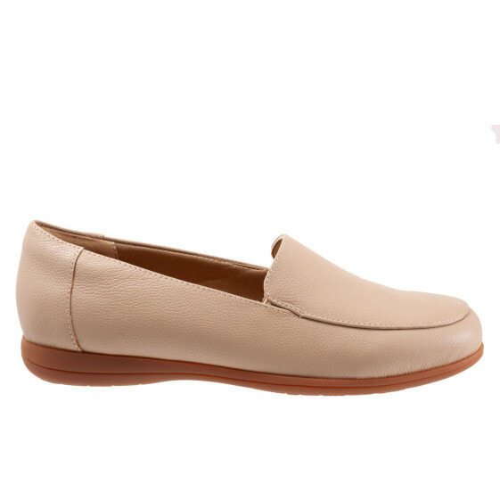 Trotters Deanna T2055-130 Womens Beige Wide Leather Loafer Flats Shoes