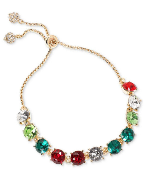 Gold-Tone Multicolor Crystal Slider Bracelet, Created for Macy's