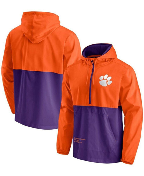Men's Orange, Purple Clemson Tigers Thrill Seeker Half-Zip Hoodie Anorak Jacket