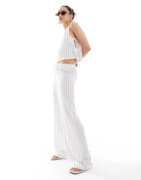 ASOS DESIGN co-ord wide leg low rise trousers in stripe