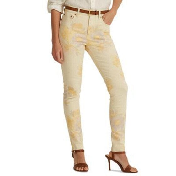 Ralph Lauren Floral High-Rise Skinny Ankle Jeans Blush Multi Size 10
