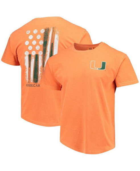 Men's Orange Miami Hurricanes Baseball Flag Comfort Colors T-shirt