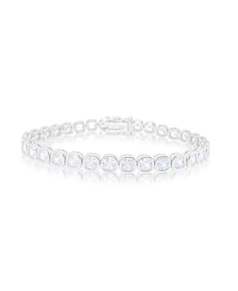 White Gold Tone Bezel Set CZ Tennis Bracelet