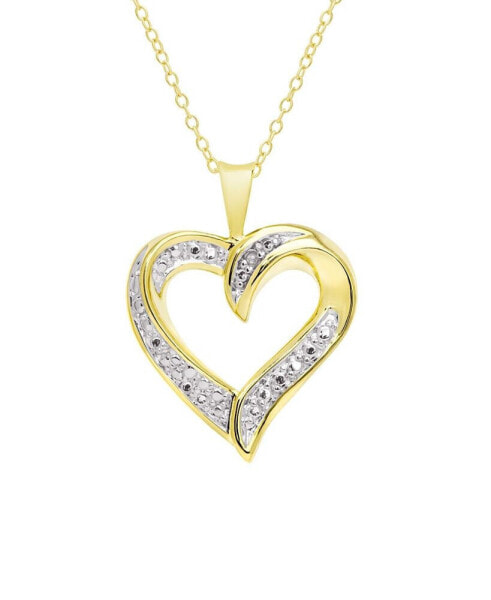Diamond Accent Gold-plated Open Heart Pendant Necklace