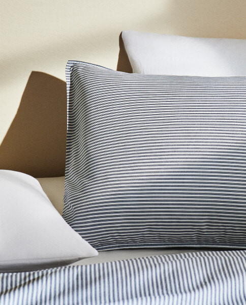 Striped cotton pillowcase