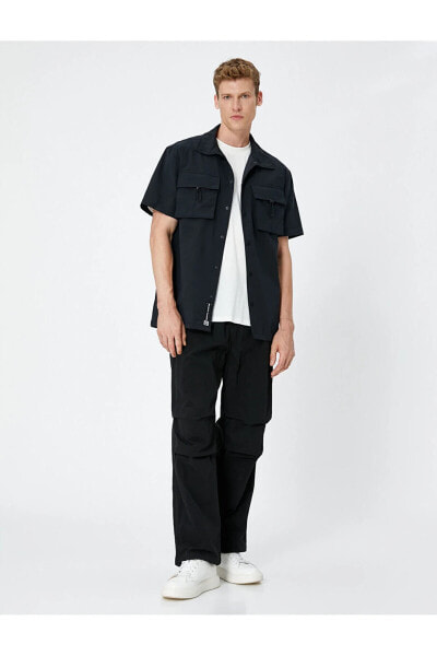 Рубашка мужская Koton Спортивная с карманом Stopper Classic Collar Short Sleeve