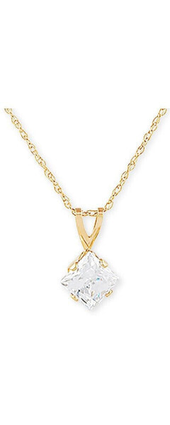 Cubic Cubic Zirconia 18" Pendant Necklace in 14k Gold