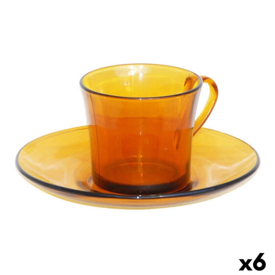 Чашка с тарелкой Duralex 9006DS12A0111 Янтарь 180 мл (6 штук) (6 Предметы)