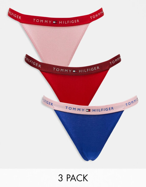 Tommy Hilfiger 3-Pack Repeat Logo String Thongs in Multi