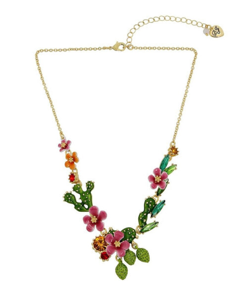 Faux Stone Tropical Flower Bib Necklace