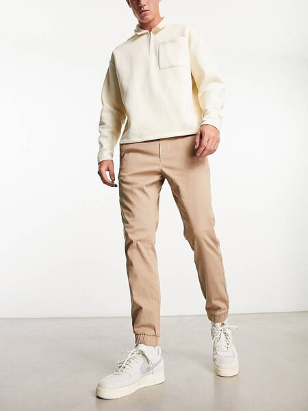 Only & Sons cuffed chino in beige 