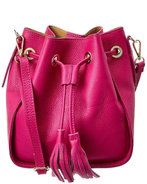 Persaman New York #1113 Leather Bucket Bag Women's Pink Os