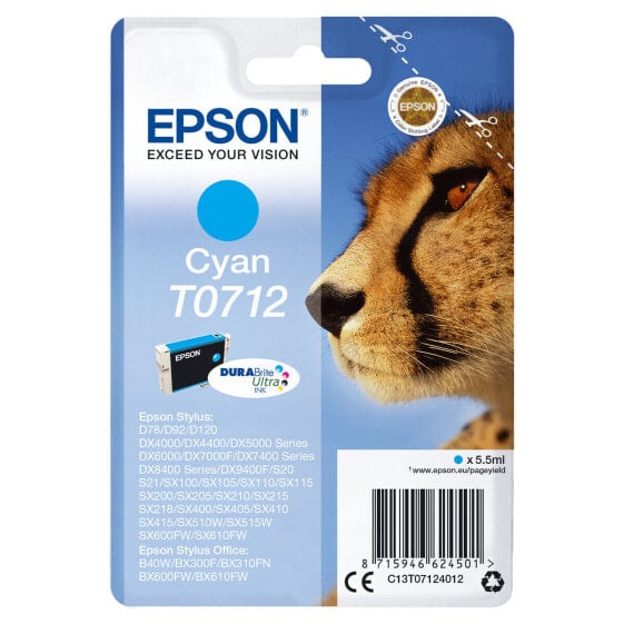 Картридж с оригинальными чернилами Epson Cartucho T0712 cian Циановый