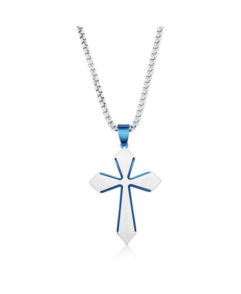 Stainless Steel Brushed Cross Necklace