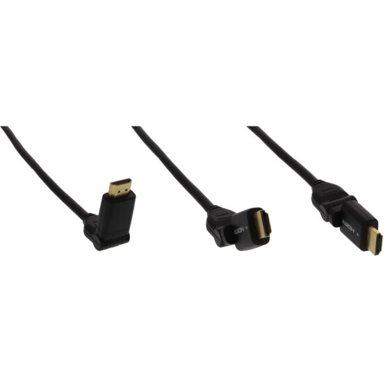 InLine High Speed HDMI rotating cable - w/Eth. - AM/AM - black - gold. cont. - 1m