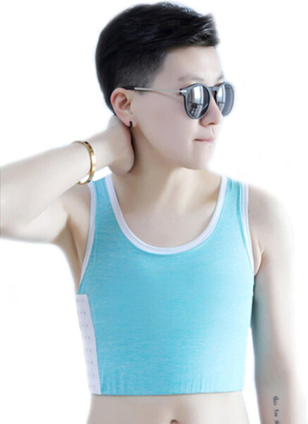 BaronHong Tomboy Trans Lesbian Cotton Chest Binder Plus Size Short Tank Top with Stronger Elastic Band