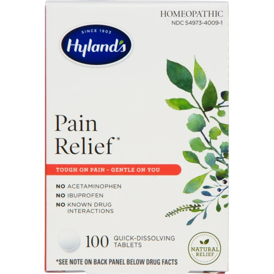 Hyland's Pain Relief Гомеопатическое обезболивающее средство не вызывающее сонливости 100 быстрорастворимых таблеток
