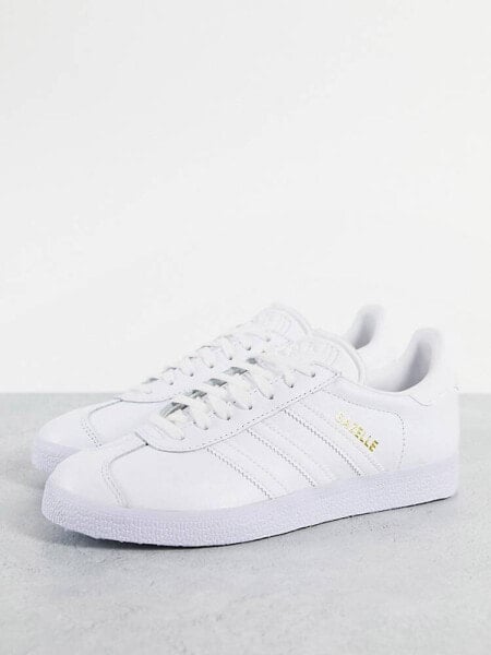 adidas Originals Gazelle trainers in triple white 