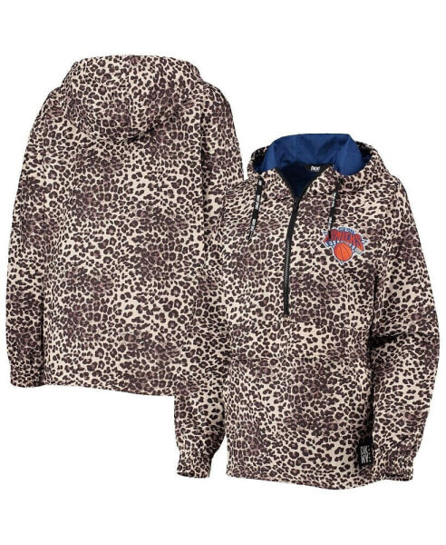 Women's Leopard New York Knicks Gabriella Windbreaker Half-Zip Hoodie