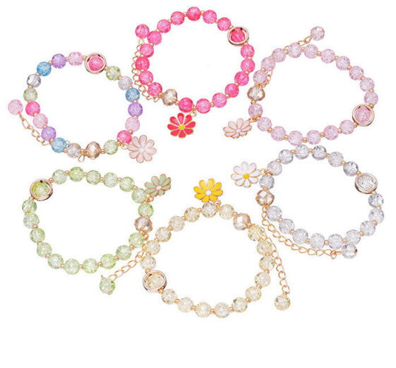 Colorful beaded bracelet for girls with a flower
