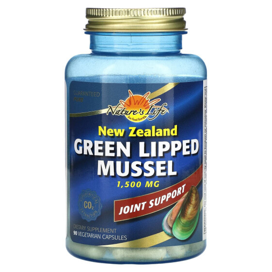 Витамины и БАДы для мышц и суставов Nature's Life Новозеландский зеленый мидии, 1 500 мг, 90 вегетарианских капсул (500 мг на капсулу)