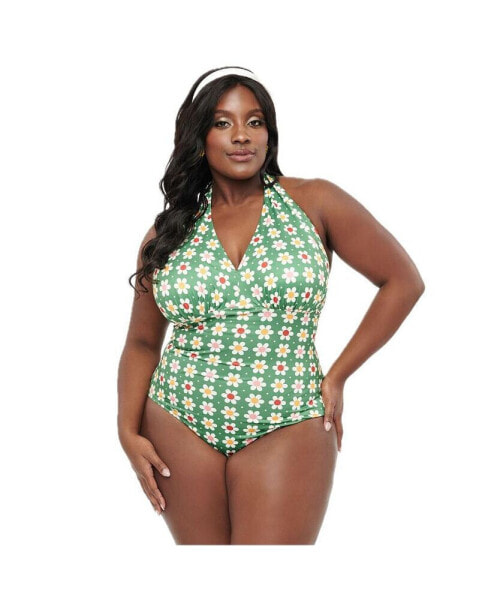 Plus Size Sleeveless Halter Bodysuit