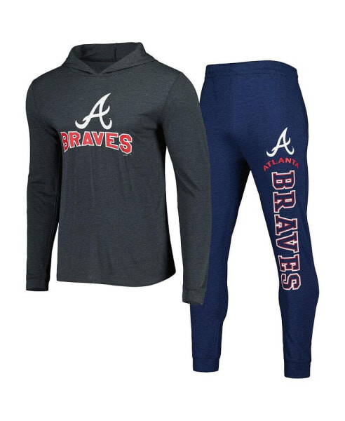 Пижама Concepts Sport Мужская в полоску синего и угольного цвета Atlanta Braves Meter