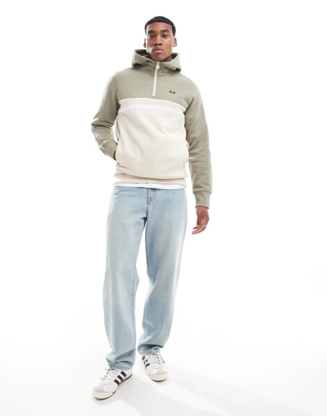 ellesse Antogoni colourblock overhead hoodie in khaki and beige