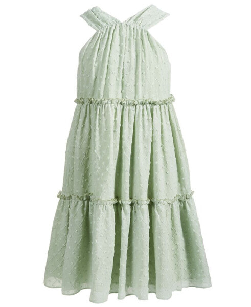 Big Girls Jacquard Clip-Dot Chiffon Dress