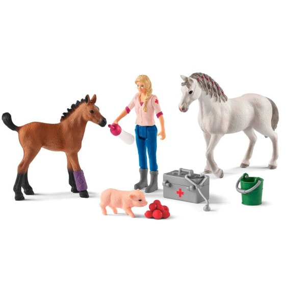 SCHLEICH Farm World 42486 Vet Visiting Mare And Foal