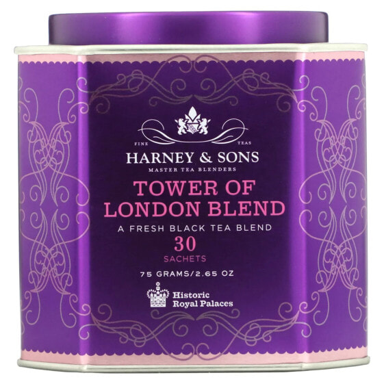 Harney & Sons, смесь «Лондонский Тауэр», освежающий черный чай, 30 пакетиков, 75 г (2,67 унции)